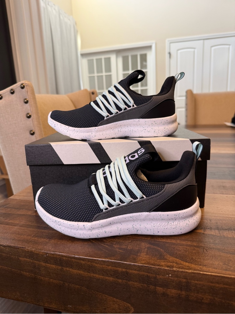 adidas Lite Racer Adapt 7.0 K Slip On Mesh Sneaker US 4.5 Black/White JP5204